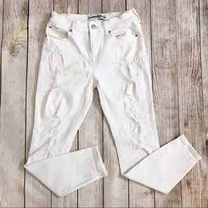 Express Mia Mid Rise ripped white jean legging 2S